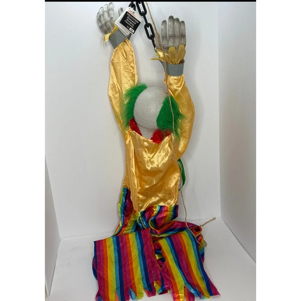 Halloween Animated Hanging Clown Prop Sound Activated Glowing Eyes Haunted House